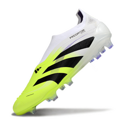 Chuteira Campo Adidas Predator 25 Elite Sem Cadarço FG Branca e Verde Claro