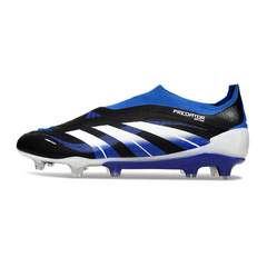 Chuteira Campo Adidas Predator 25 Elite Sem Cadarço FG Preta, Branca e Azul