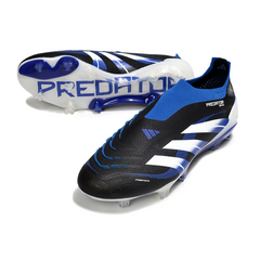 Chuteira Campo Adidas Predator 25 Elite Sem Cadarço FG Preta, Branca e Azul