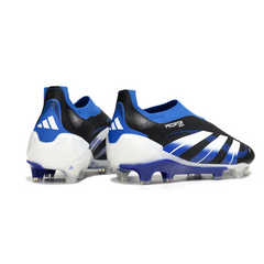 Chuteira Campo Adidas Predator 25 Elite Sem Cadarço FG Preta, Branca e Azul