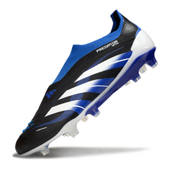 Chuteira Campo Adidas Predator 25 Elite Sem Cadarço FG Preta, Branca e Azul