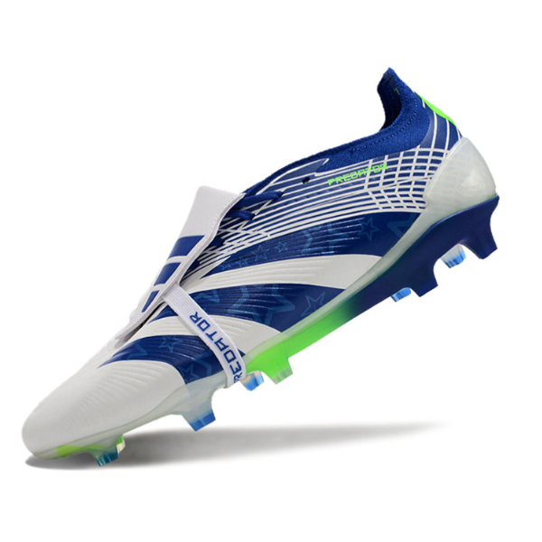 Chuteira Campo Adidas Predator 30 Elite Com Lingua FG Branca Azul e V VENI Futebol