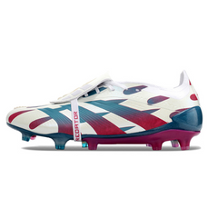 Chuteira Campo Adidas Predator 30 Elite Com Lingua FG Branca, Azul Claro e Rosa