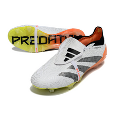 Chuteira Campo Adidas Predator 30 Elite Com Lingua FG Branca, Laranja e Cinza - VENI Futebol