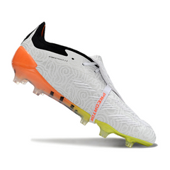 Chuteira Campo Adidas Predator 30 Elite Com Lingua FG Branca, Laranja e Cinza - VENI Futebol