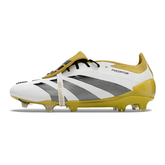 Chuteira Campo Adidas Predator 30 Elite Com Lingua FG Branca e Dourada