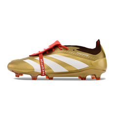 Chuteira Campo Adidas Predator 30 Elite Com Lingua FG Dourada e Vermelha