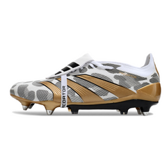 Chuteira Campo Adidas Predator 30 Elite Com Lingua SG Trava Mista Branco, Cinza e Amarelo