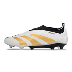 Chuteira Campo Adidas Predator 30 Elite Sem Cadarço FG Branca, Amarela e Preta