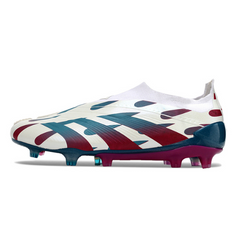 Chuteira Campo Adidas Predator 30 Elite Sem Cadarço FG Branca, Azul e Rosa