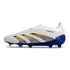 Chuteira Campo Adidas Predator 30 Elite Sem Cadarço FG Branca, Azul e Laranja