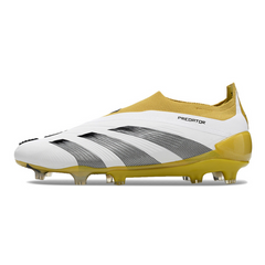 Chuteira Campo Adidas Predator 30 Elite Sem Cadarço FG Branca e Amarela