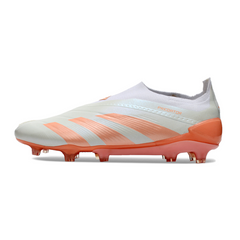 Chuteira Campo Adidas Predator 30 Elite Sem Cadarço FG Branca e Laranja