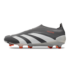 Chuteira Campo Adidas Predator 30 Elite Sem Cadarço FG Cinza e Branca