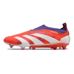 Chuteira Campo Adidas Predator 30 Elite Sem Cadarço FG Vermelha, Branca e Roxa