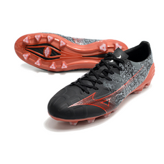 Botas de fútbol de campo Mizuno Alpha FG negras y rojas