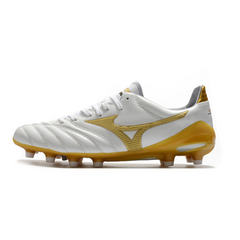 Chuteira Campo Mizuno Morelia Neo III Elite FG Branca e Amarela