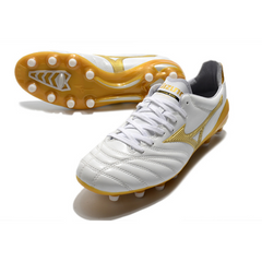 Chuteira Campo Mizuno Morelia Neo III Elite FG Branca e Amarela - VENI Futebol