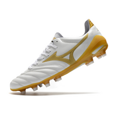 Chuteira Campo Mizuno Morelia Neo III Elite FG Branca e Amarela - VENI Futebol