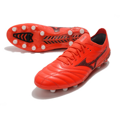 Botas de fútbol Mizuno Morelia Neo III Elite FG rojas y negras