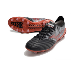 Chuteira Campo Mizuno Morelia Neo III Elite FG Preta, Cinza e Vermelha - VENI Futebol