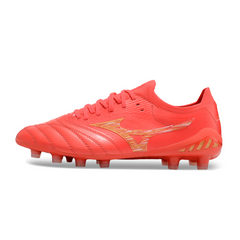 Chuteira Campo Mizuno Morelia Neo III Elite FG Vermelha e Amarela