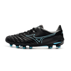 Chuteira Campo Mizuno Morelia Neo II Elite FG Preta e Azul Claro