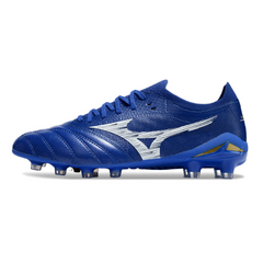 Chuteira Campo Mizuno Morelia Neo IV Elite FG Azul e Branca