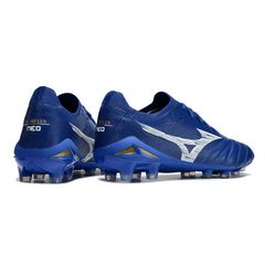 Botas de fútbol Mizuno Morelia Neo IV Elite FG azul y blanco