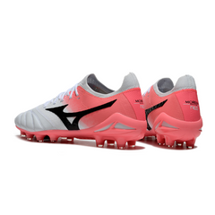 Botas de fútbol Mizuno Morelia Neo IV Elite FG en color blanco y salmón