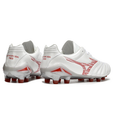 Botas de fútbol Mizuno Morelia Neo IV Pro FG blancas y rojas