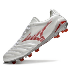 Botas de fútbol Mizuno Morelia Neo IV Pro FG blancas y rojas