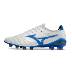 Chuteira Campo Mizuno Morelia Neo IV Elite FG Branca e Azul