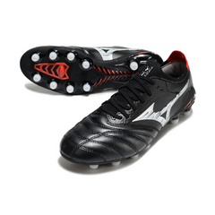 Botas de fútbol Mizuno Morelia Neo IV Elite FG negras, blancas y rojas