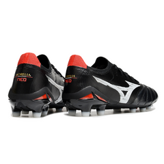 Botas de fútbol Mizuno Morelia Neo IV Elite FG negras, blancas y rojas