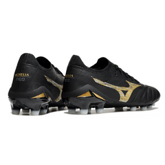 Botas de fútbol Mizuno Morelia Neo IV Elite FG negras y doradas