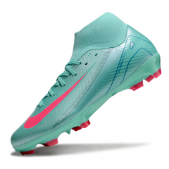 Botas de fútbol Nike Air Zoom Mercurial Superfly 10 Academy AG azul claro y rosa