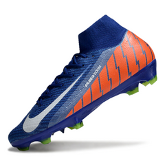 Chuteira Campo Nike Air Zoom Mercurial Superfly 10 Elite FG Azul e Laranja