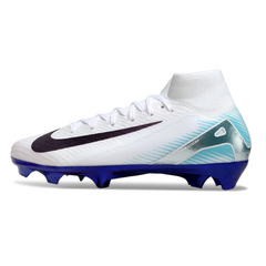 Chuteira Campo Nike Air Zoom Mercurial Superfly 10 Elite FG Branco e Azul