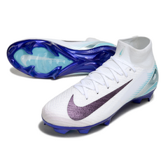 Botas de fútbol Nike Air Zoom Mercurial Superfly 10 Elite FG blancas y azules