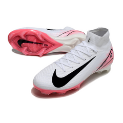 Botas de fútbol Nike Air Zoom Mercurial Superfly 10 Elite FG en color blanco y rosa claro