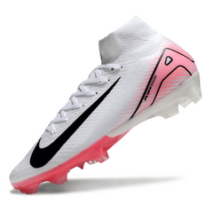 Botas de fútbol Nike Air Zoom Mercurial Superfly 10 Elite FG en color blanco y rosa claro