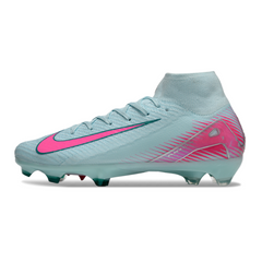 Botas de fútbol Nike Air Zoom Mercurial Superfly 10 Elite FG azul claro y rosa