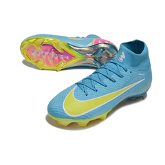 Botas de fútbol Nike Air Zoom Mercurial Superfly 10 Elite FG azul claro y rosa