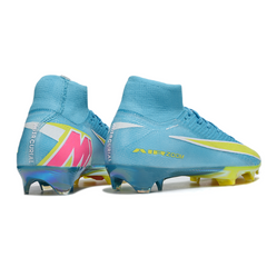 Botas de fútbol Nike Air Zoom Mercurial Superfly 10 Elite FG azul claro y rosa