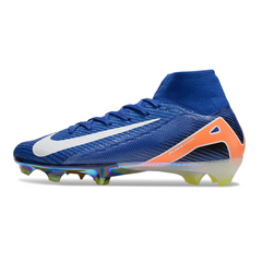 Botas de fútbol Nike Air Zoom Mercurial Superfly 10 Elite FG azul, blanco y naranja