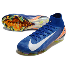 Botas de fútbol Nike Air Zoom Mercurial Superfly 10 Elite FG azul, blanco y naranja