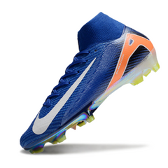 Botas de fútbol Nike Air Zoom Mercurial Superfly 10 Elite FG azul, blanco y naranja