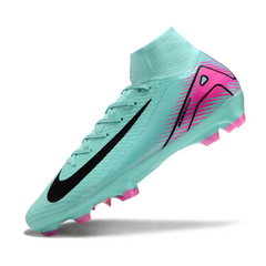 Botas de fútbol Nike Air Zoom Mercurial Superfly 10 Elite FG azul claro y rosa