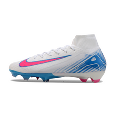 Botas de fútbol Nike Air Zoom Mercurial Superfly 10 Elite FG en color blanco, rosa y azul